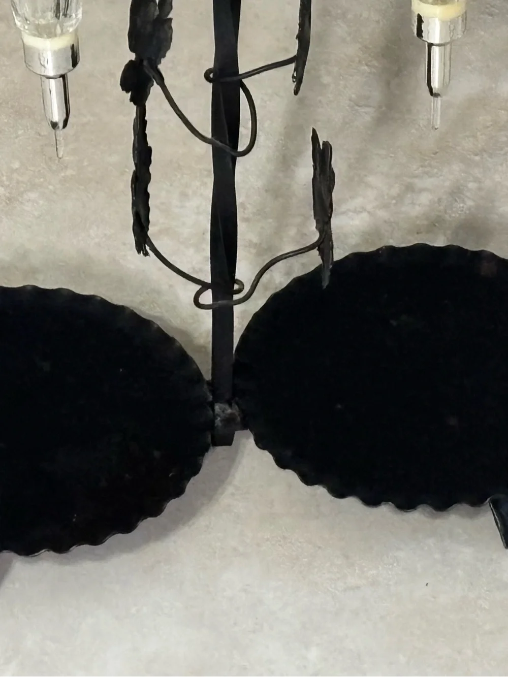 Vintage Double wine fountain glass beverage dispenser/black metal stand
